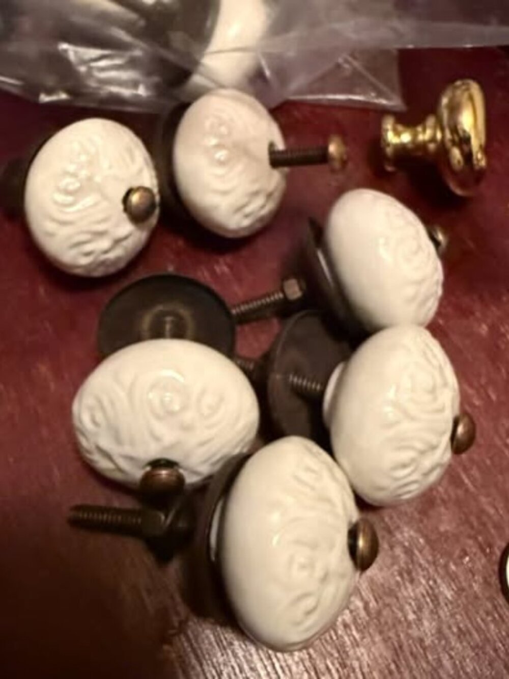Ceramic Knobs Brass Center French Country White Door Knobs Cabinet Pulls Drawer